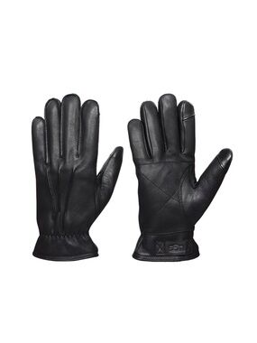 UGG Men's Black Leather Touchscreen Gloves